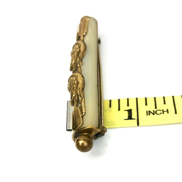 Vintage Duck Brooch Mother of Pearl Brass Rowing Ducks Whimsy Art Deco - Picture 13 of 15